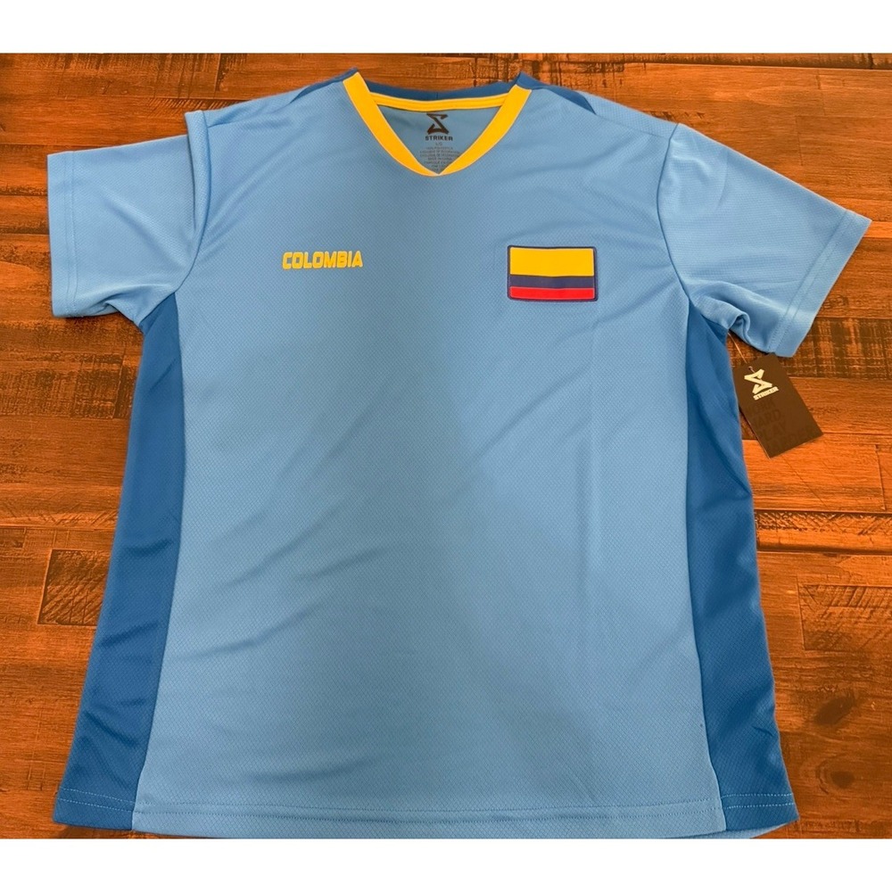 Striker Men's Columbia Soccer Jersey Sz Large Blue New Patch NWT